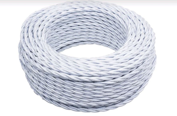 BIRONI Белый глянец Витой провод 2*0,75 20м B1-422-071-20