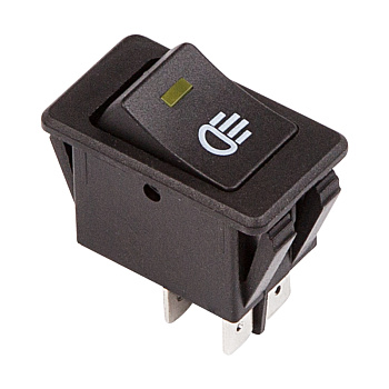 Выключатель клавишный 12V 35А (4с) ON-OFF с желтой LED подсветкой Rexant 36-4442