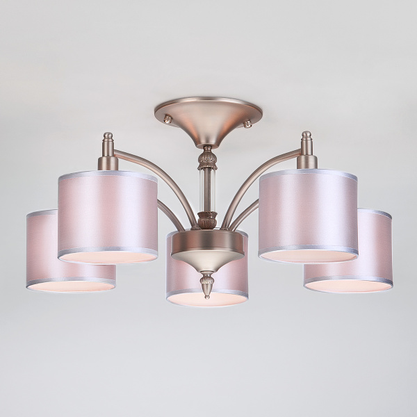 Eurosvet Классическая люстра с абажурами 60080/5 сатин-никель 00000083142