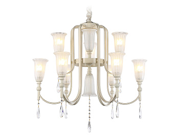 Ambrella Подвесная люстра с хрусталем TR3248/9 BG/GD/FR бежевый/золото/белый матовый E14*9 max 40W D735*720