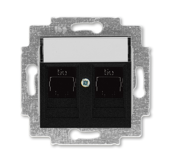 ABB EPJ Levit антрацит / дымчатый чёрный Розетка компьютерная, 2хRJ45 кат,5e, антрацит 2CHH295118A6063