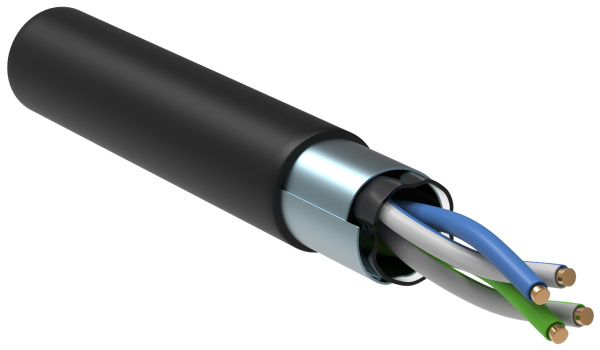 IEK Кабель витая пара F/UTP категории 5E 2 пары LDPE 1м чер. GENERICA BC3-C5E02-339-500-G