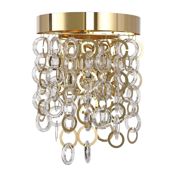 Купить Favourite Crystal настенный светильник каркас золотого цвета, стеклянные и металлические кольца разного диаметра 2207-2W