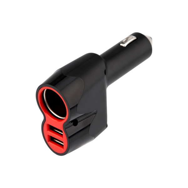 Автозарядка в прикуриватель АЗУ 2хUSB+гнездо, 12-24V, 5V,1 000mA белая Rexant 16-0299