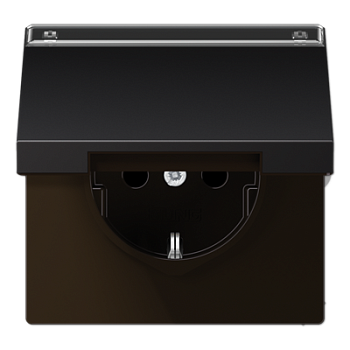 JUNG SCHUKO розетка с крышкой и полем для надписи, Dark AL1520NAKLD