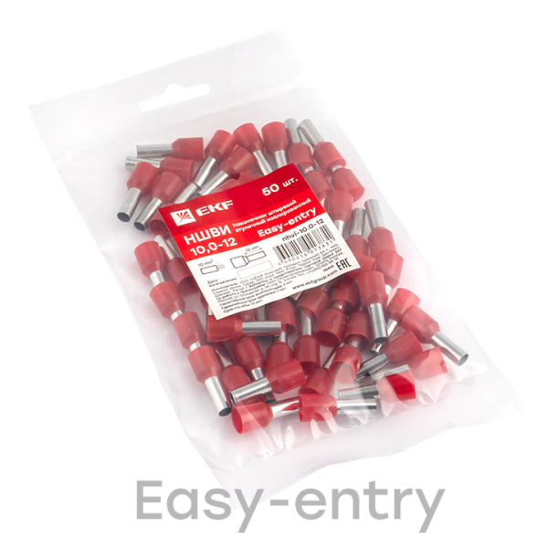 Купить EKF PROxima Наконечник штыревой втулочный изолированный НШвИ 10,0-12 (50шт.)