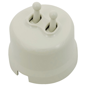 BIRONI Лизетта Пластик Слоновая кость Кнопка 2-кл (тумблерный) B1-232-211-PB