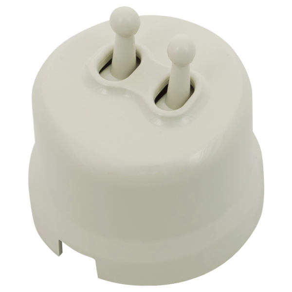 BIRONI Лизетта Пластик Слоновая кость Кнопка 2-кл (тумблерный) B1-232-211-PB