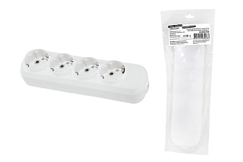 TDM Колодка розеточная 4 гнезда 2П+3 16А 250В белая серии "Народная" SQ1806-0420