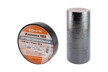 TDM Изолента ПВХ профессиональная 0,18х19мм Черная 20м SQ0526-0066