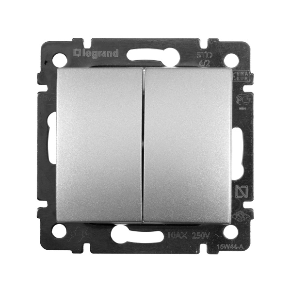 Купить Legrand Valena Алюминий Переключатель 2-х клавишный 770108