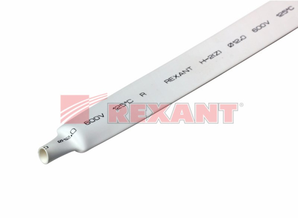 Купить 12.0 / 6.0 мм 1м термоусадка белая Rexant 21-2001