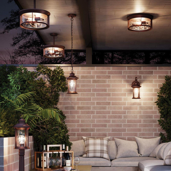 Купить Odeon Light 4961/2C NATURE ODL22 577темно-коричневый/стекло Ландшафтный потолочный светильник E27 2*60W IP44 MAVRET