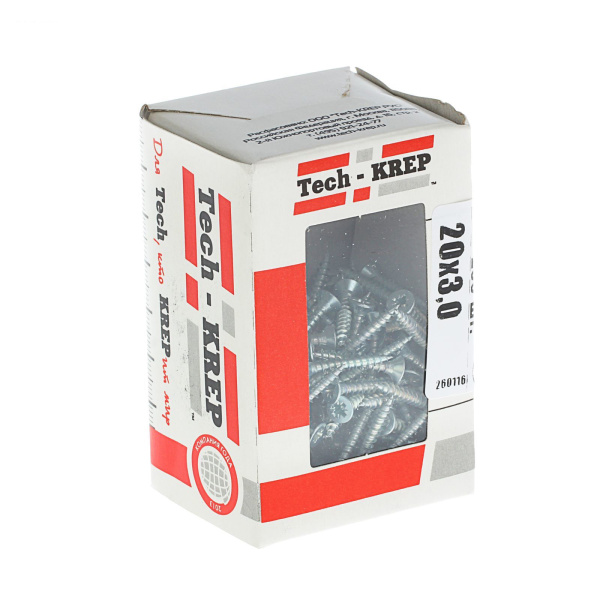 Tech-Krep Саморезы универсальные  20х3,0 мм (200 шт)  оцинкованные - коробка с ок. Tech-Kr 102162