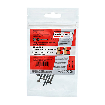 Tech-Krep Саморез ШСГД 4,2х90 (6 шт) - пакет 103875