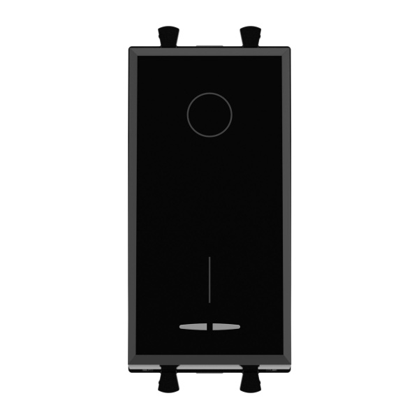 DKC Выключатель двухполюсный одноклавишный модульный, "Avanti", "Черный квадрат", 1 модуль