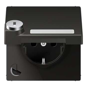 JUNG SCHUKO розетка с крышкой и полем для надписи, антрацит AL1520NAKLSLAN