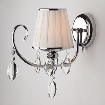 Eurosvet Бра с абажуром и хрусталем 10021/1 хром 00000076678