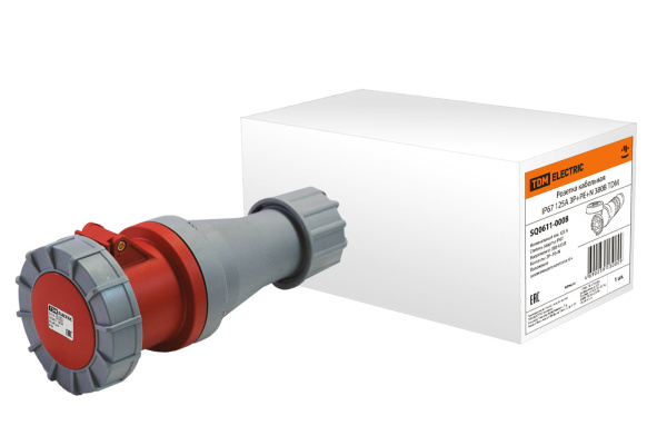 TDM Розетка кабельная IP67 125А 3Р+РЕ+N 380В SQ0611-0008