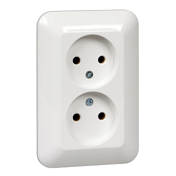 SE Wessen Прима внутр Бел Розетка 2-ая б/з без шторок 10А (в сборе) (опт.упак.) RS16-211-B