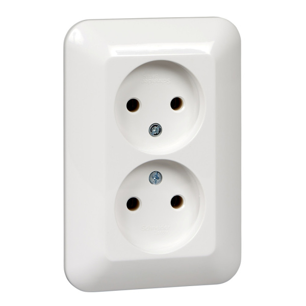 SE Wessen Прима внутр Бел Розетка 2-ая б/з без шторок 10А (в сборе) (опт.упак.) RS16-211-B