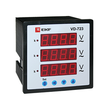EKF PROxima Вольтметр цифровой на панель (72х72) VD-723 трехфазный