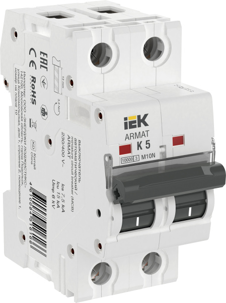 IEK ARMAT Автоматический выключатель M10N 2P K 5А AR-M10N-2-K005