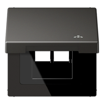 JUNG Накладка и крышка для двойных UAE розеток с символом "сеть" металл антрацит AL2990KLLANAN