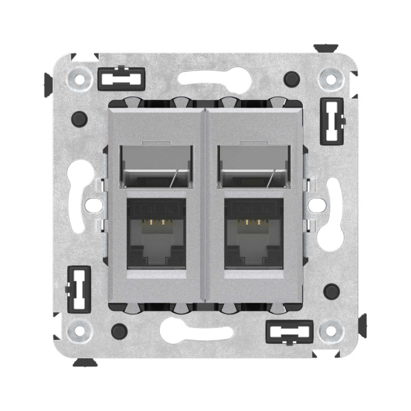 Купить DKC Компьютерная розетка RJ-45 в стену, кат.6А двойная, "Avanti", "Закаленная сталь"