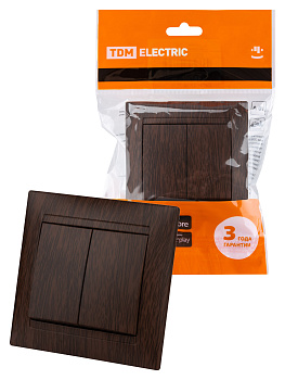 TDM Выключатель 2-х кл. 10А венге "Лама" SQ1815-0402