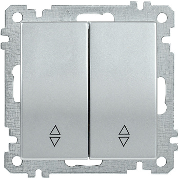 IEK ВС10-2-2-Б Выключатель двуклавишный проходной 10А BOLERO серебрянный EVB22-K23-10