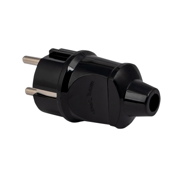 Купить EKF PROxima Вилка прямая усиленная с заземлением черная 16А 250В