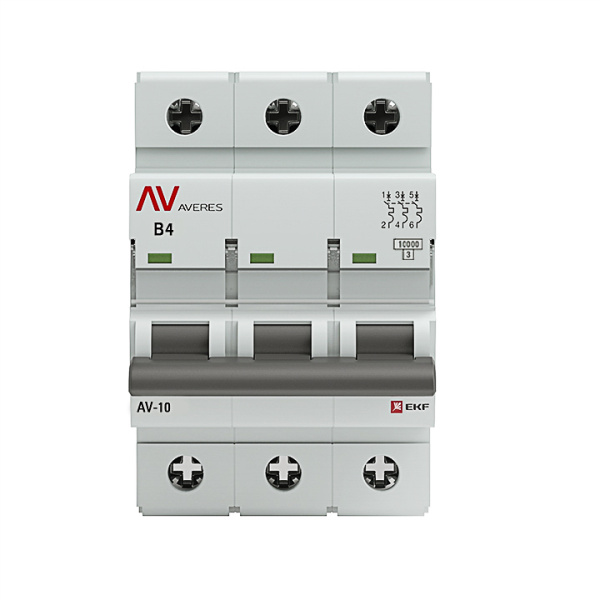 Купить EKF Averes AV-10 Автоматический выключатель (B) 3P 4А 10kA mcb10-3-04B-av