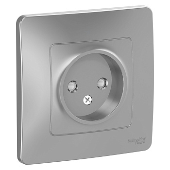 Systeme Electric Blanca внутр Алюминий Розетка б/з со шторками, 16А, 250В
