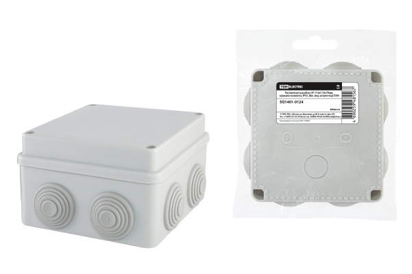 TDM Распаячная коробка ОП 110х110х70мм, крышка на винтах, IP55, 8вх. инд. штрих-код SQ1401-0124