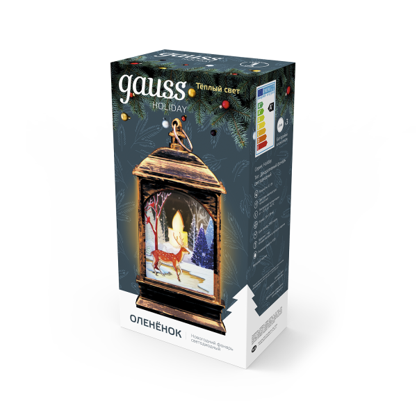 Gauss Фонарь новогодний светодиодный "Олененок" серия Holiday, ,1W, тёплый свет, бронзовый, батарейки в комплекте, HL031 Купить Gauss Фонарь новогодний светодиодный "Олененок" серия Holiday, ,1W, тёплый свет, бронзовый, батарейки в комплекте, HL031