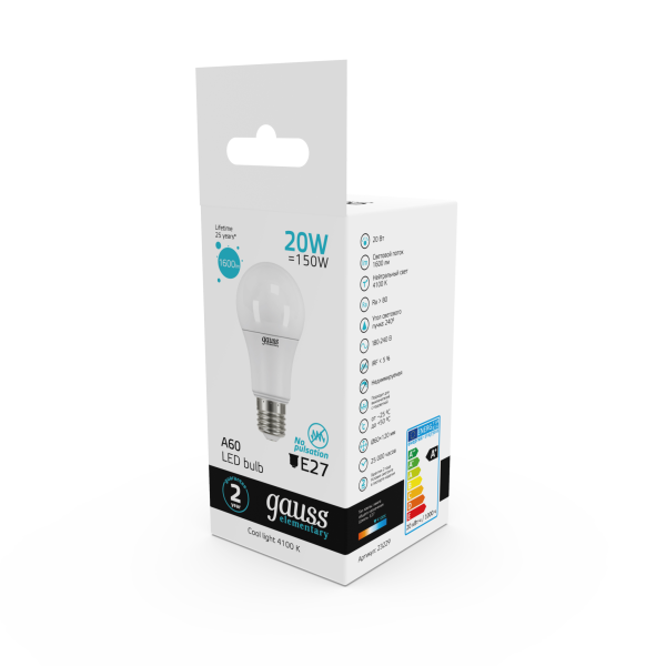 Купить Gauss Лампа Elementary A60 20W 1600lm 4100K E27 LED 23229