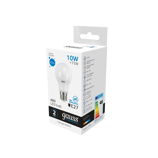 Купить Gauss Лампа Elementary A60 10W 950lm 6500K Е27 LED 23230