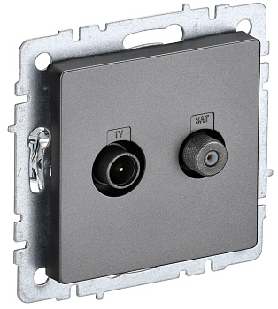 IEK BRITE BASE Сталь Розетка двойная TV+SAT РТВ/РСп12-БрС