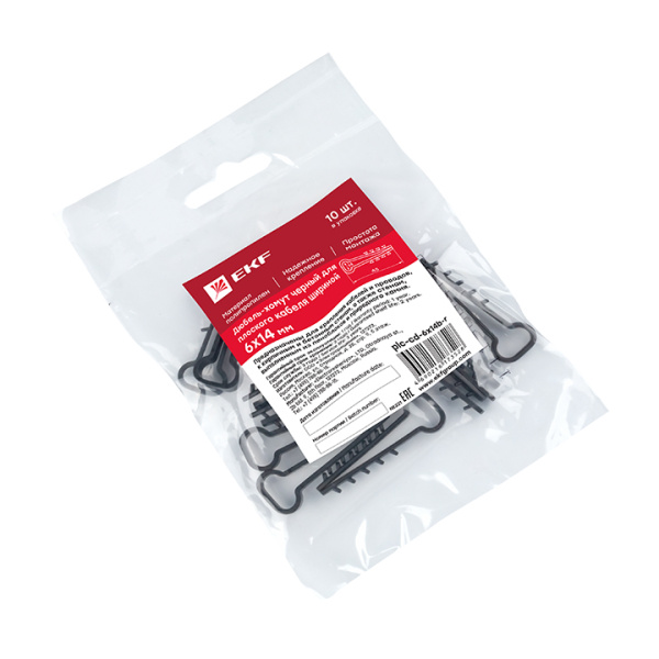 Купить EKF PROxima Дюбель-хомут (6х14 мм) для плоского кабеля черный (10 шт.)