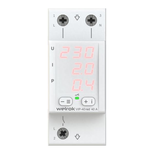 Welrok VIP-40 red Реле контроля напряжения и тока 40А