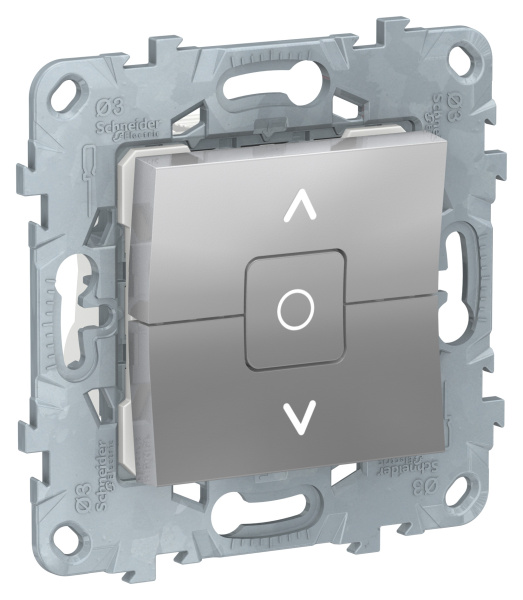 Купить SE Unica New Алюминий Выключатель для жалюзи, 2-клавишный, с фиксацией, сх. 4 NU520830