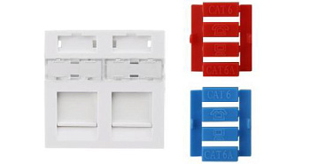 Hyperline SIP3-2K-M45-45 Вставка 45x45 (аналог Mosaic) для 2х модулей Keystone Jack, со шторками 426177