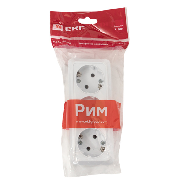 Купить EKF PROxima Рим Розетка 3-местная 16А с заземлением белая
