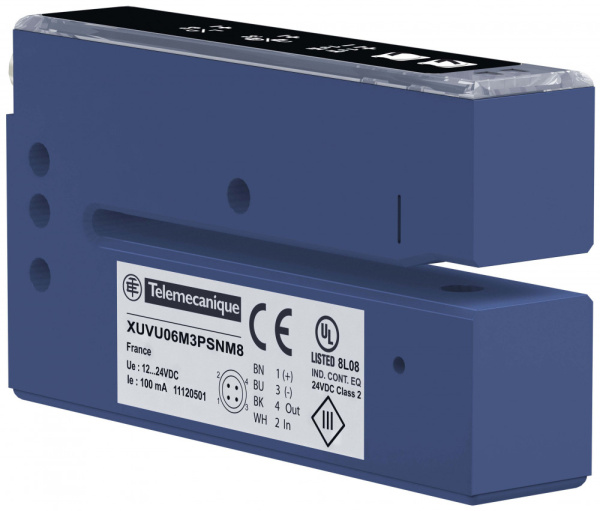 Купить SE Датчик ультразвуковой вилочного типа, 12-24 VDC, коннектор М8, 60х3 ММ, PNP/NPN, НО/НЗ (XUVU06M3KSNM8)