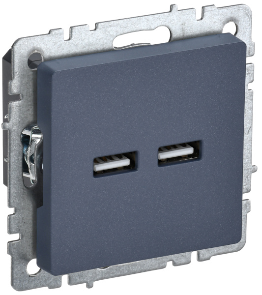 IEK BRITE BASE Маренго Розетка USB A+A 3,1А РЮ10-1-БрМ