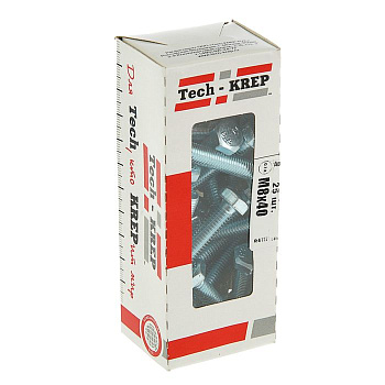 Tech-Krep Болт DIN933 с шестигранной головкой оцинк. М8х40 (25 шт) - коробка с ок. Tech-Kr 105210