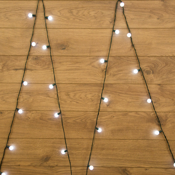 NEON-NIGHT Гирлянда "Шарики" Ø25 мм 5м, темно-зеленый ПВХ, 25 диодов, цвет Белый, Без контроллера 303-555