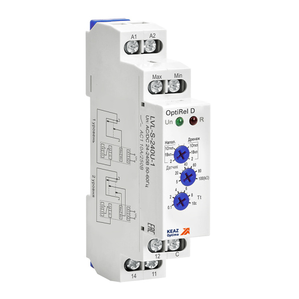 КЭАЗ Реле контроля уровня OptiRel D LVL-S-240U-1 с датчиком 1,5м 10А 1СО 24-240АС/DC