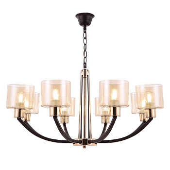 Freya Teodora Черный/золотой/янтарный, Металл/стекло Светильник подвесной (люстра)  8хЕ27 FR5003PL-08B